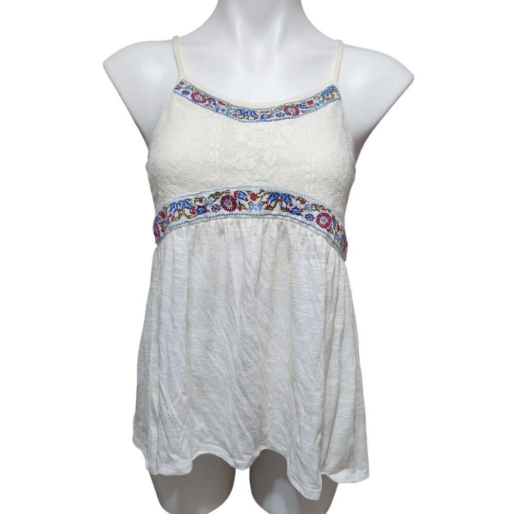 Love on a Hanger boho tank top floral embroidery size XS